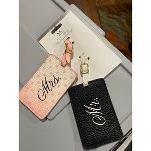 Luggage tags. Pink and black